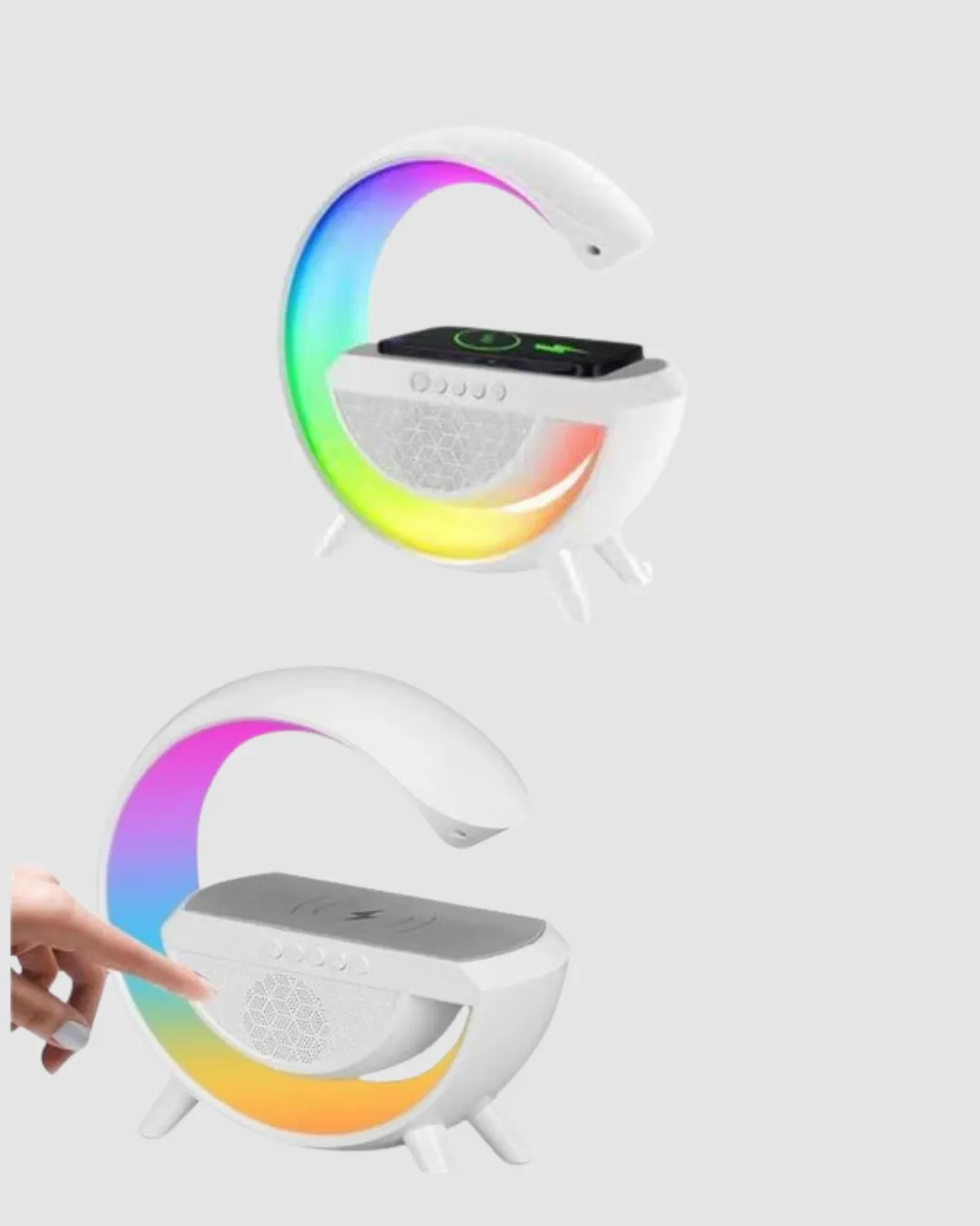 Kablosuz Şarjlı Bluetooth Hoparlör ve Gece Lambası – NFC, FM Radyo, RGB Işık