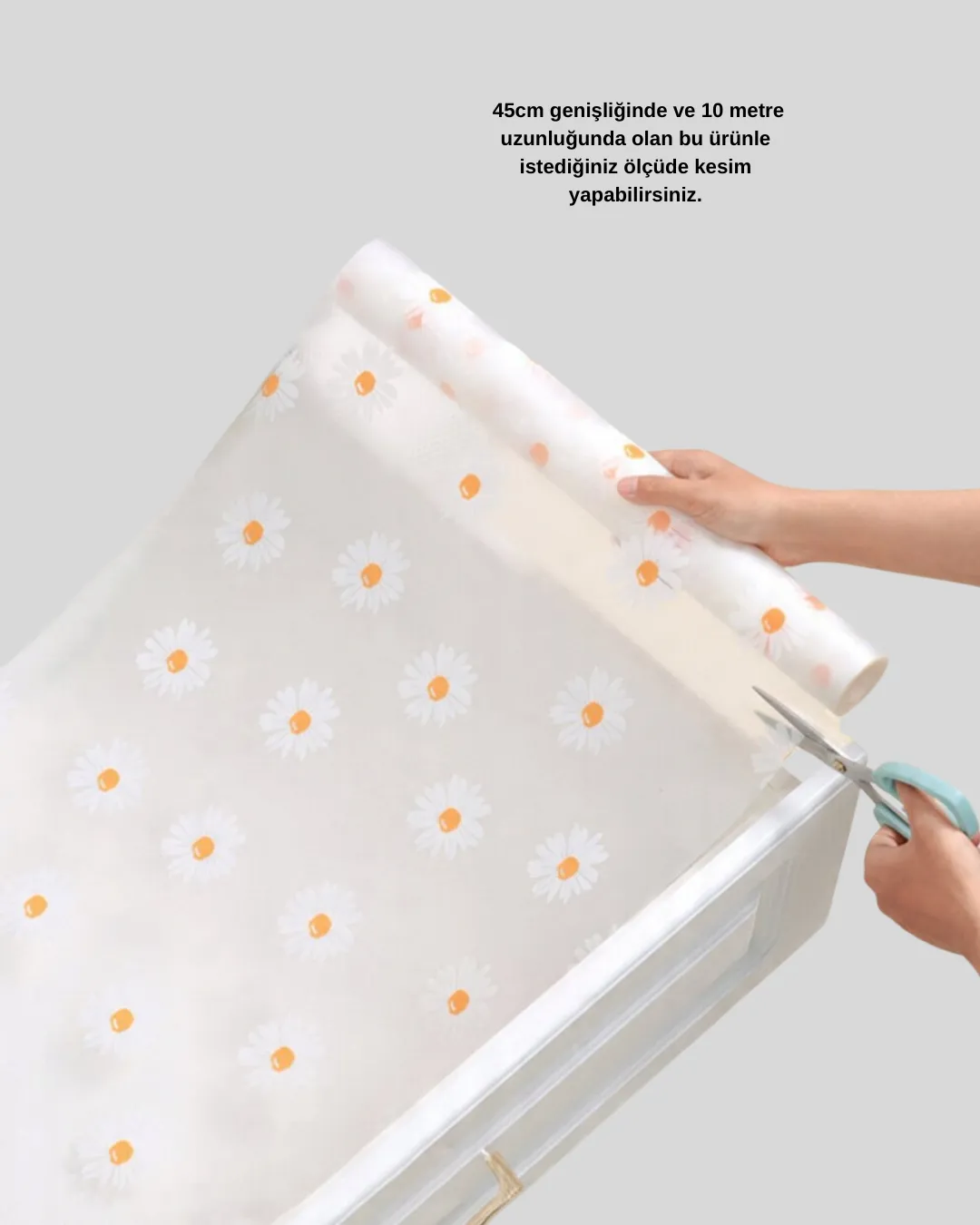 10 Metre Papatya Desenli Kaymaz Dolap ve Çekmece İçi Mat