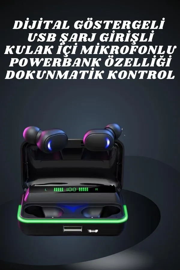 İkili Bluetooth Kulaklık Dijital Göstergeli Uzun Pil Ömrü Yüksek Ses Kaliteli