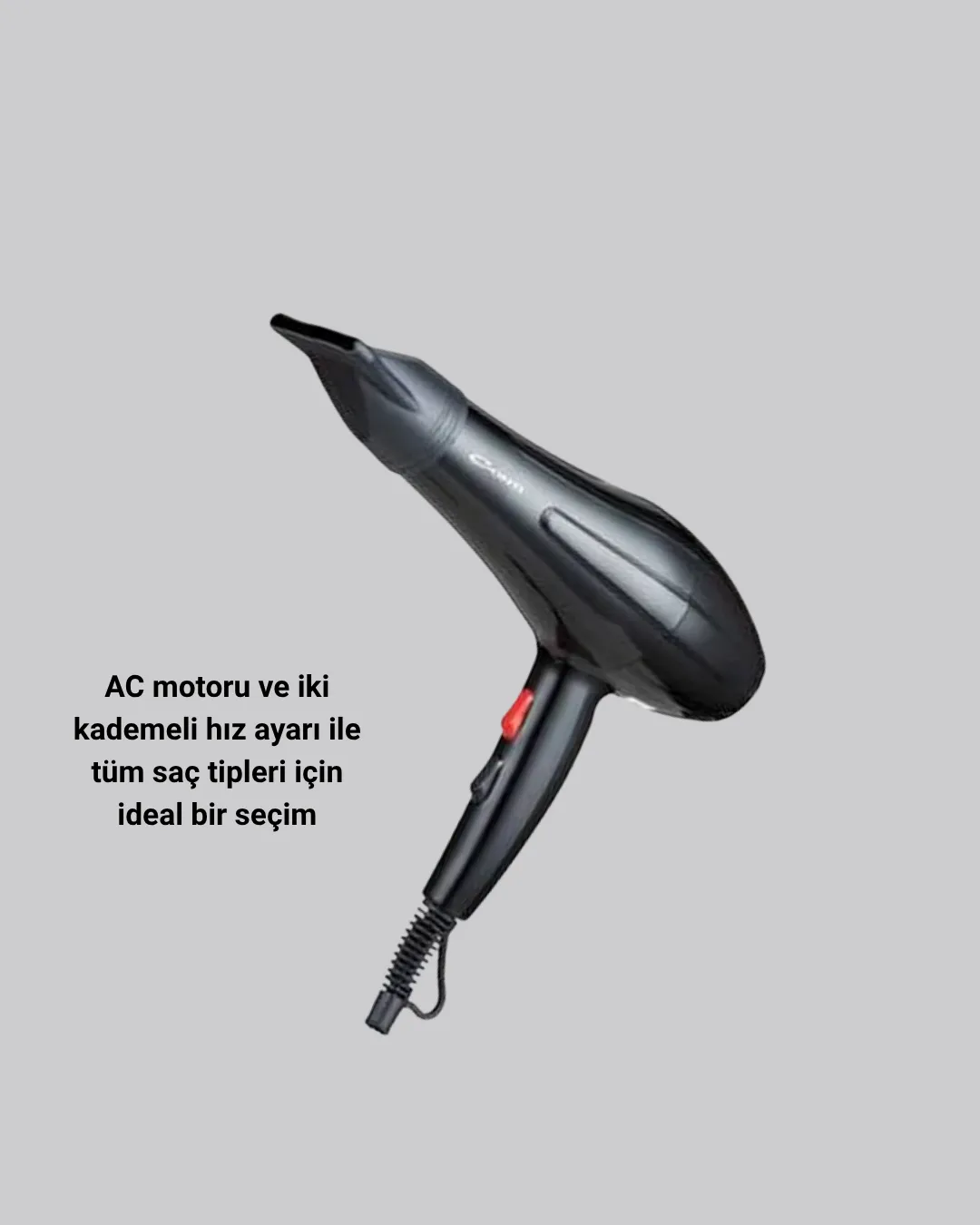 Profesyonel Saç Kurutma Makinesi – AC Motor, Soğuk Üfleme, 2 Hız Kademesi