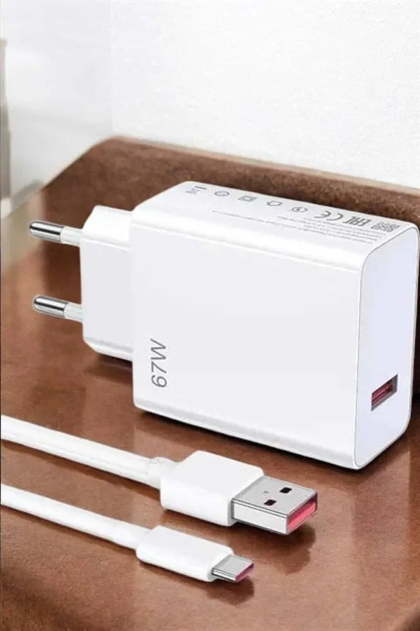 Şarj Aleti 67W Hızlı Şarj Turbo Type-C Uyumlu Şarj Adaptörü Kablosu