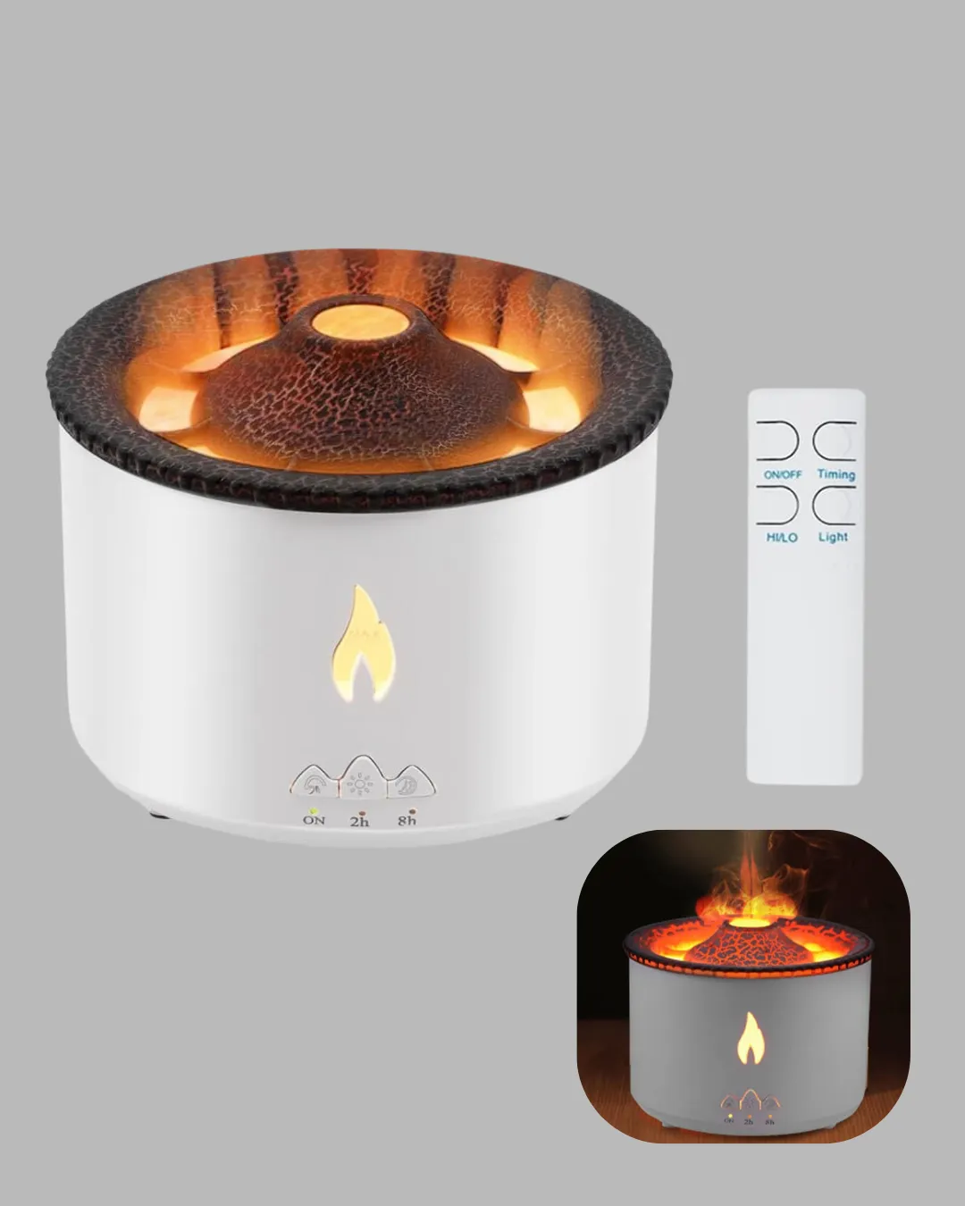 Volkan Efektli Aroma Difüzörü – Sessiz Çalışma, Otomatik Kapanma ve LED Işık