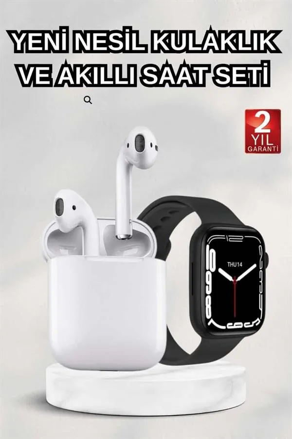 2025 Model Akıllı Saat ve 2.Nesil TWS Bluetooth Kulaklık ANC Özelliği Amoled Ekran