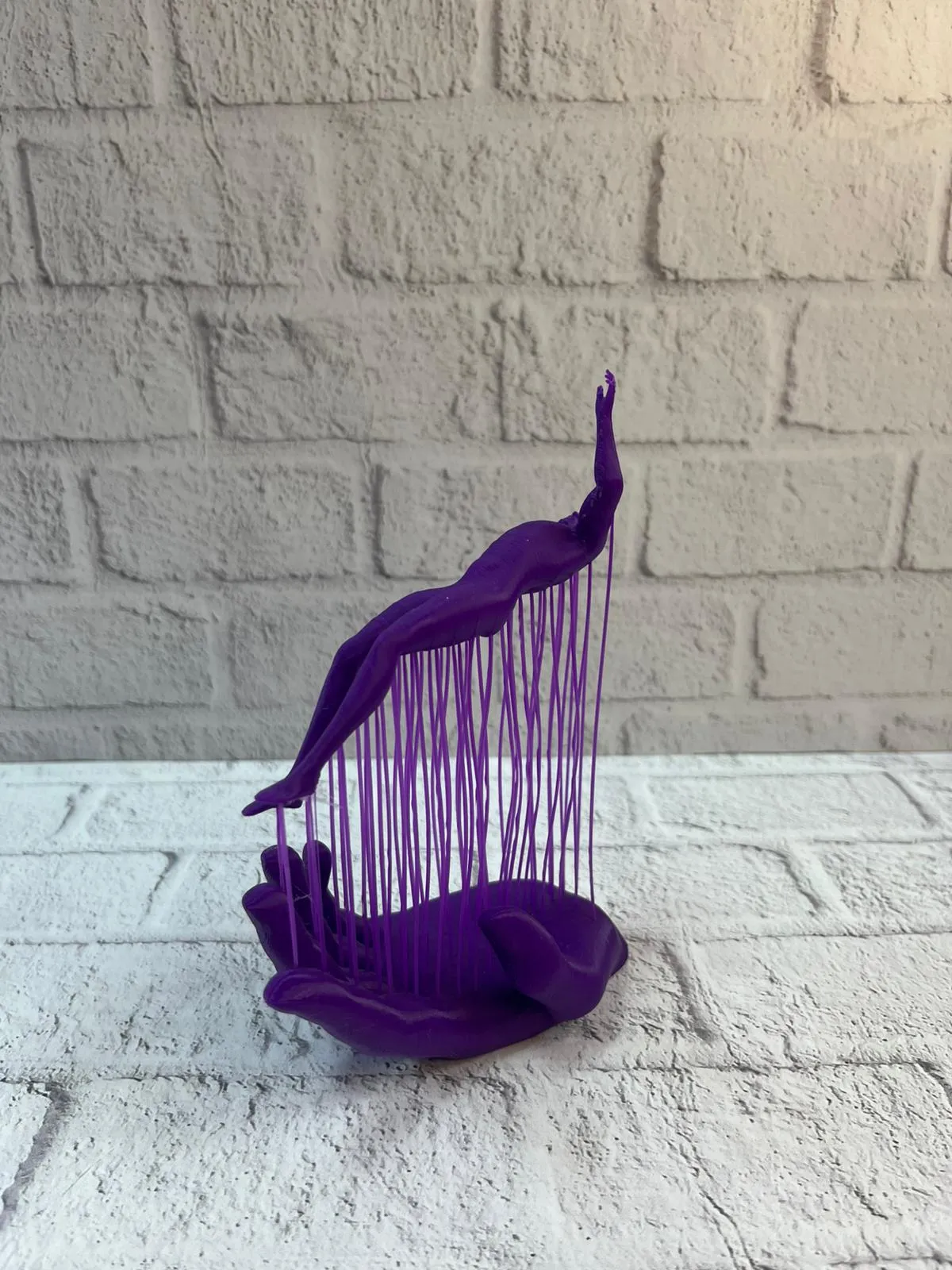 3D El İnsan Figürü Mor Modern Sanatsal Dekoratif Biblo 12x18 cm