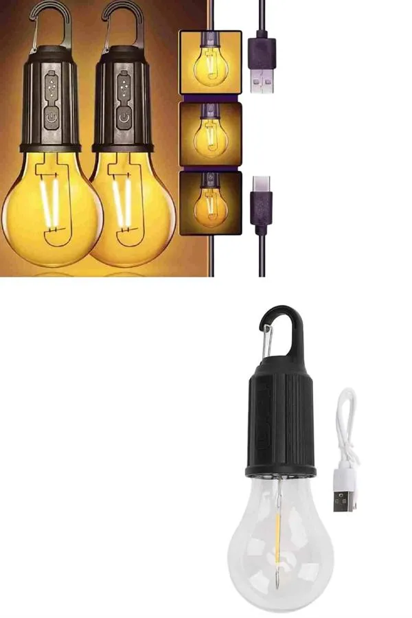 3 Farklı Mod LED'li Şarjlı Asma Kancalı Kamp Lambası Taşınabilir Ampul
