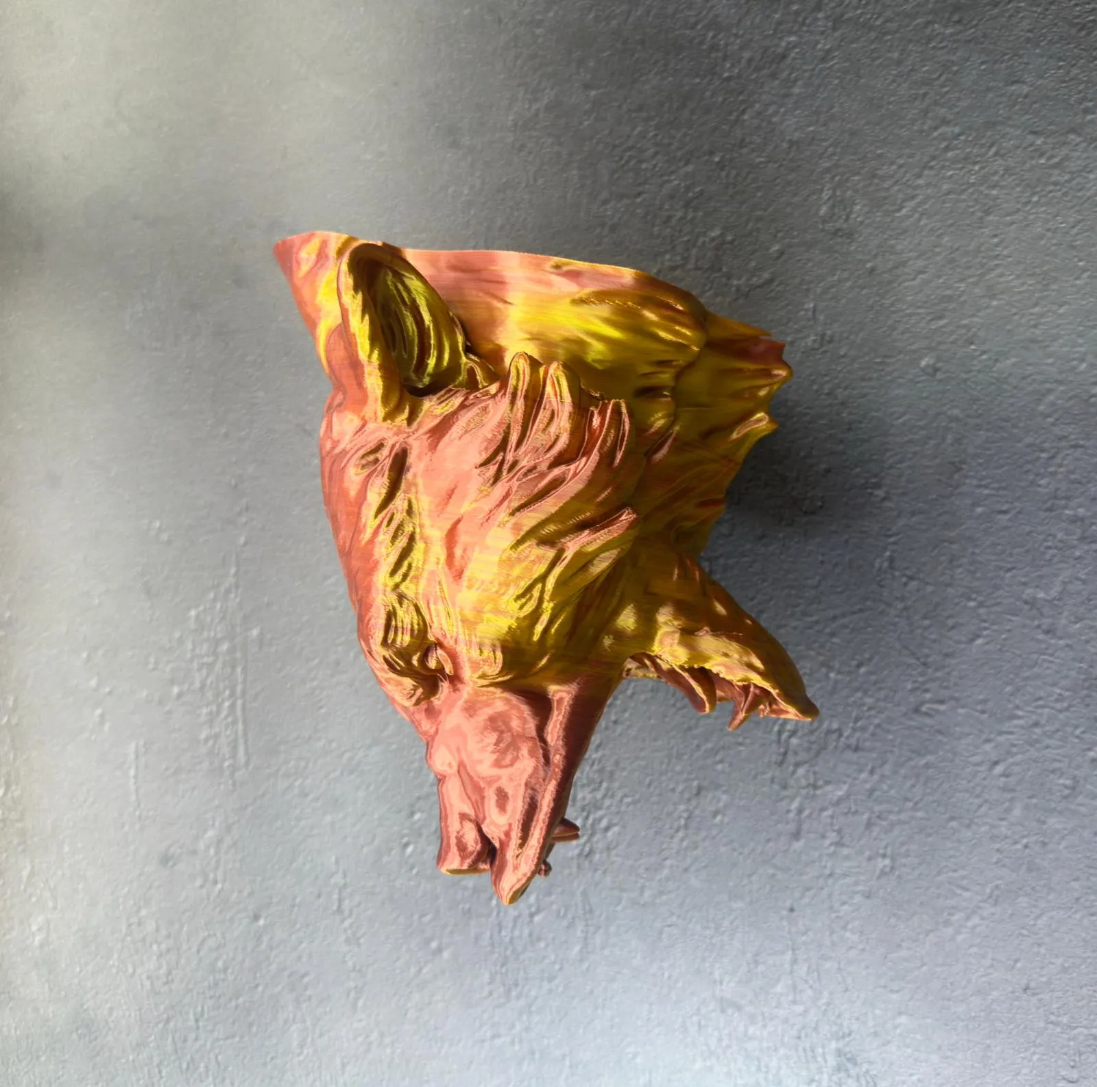 Dekoratif Asılabilir Jaguar Başı 3D Duvar Heykeli Gold Red 20x16 cm