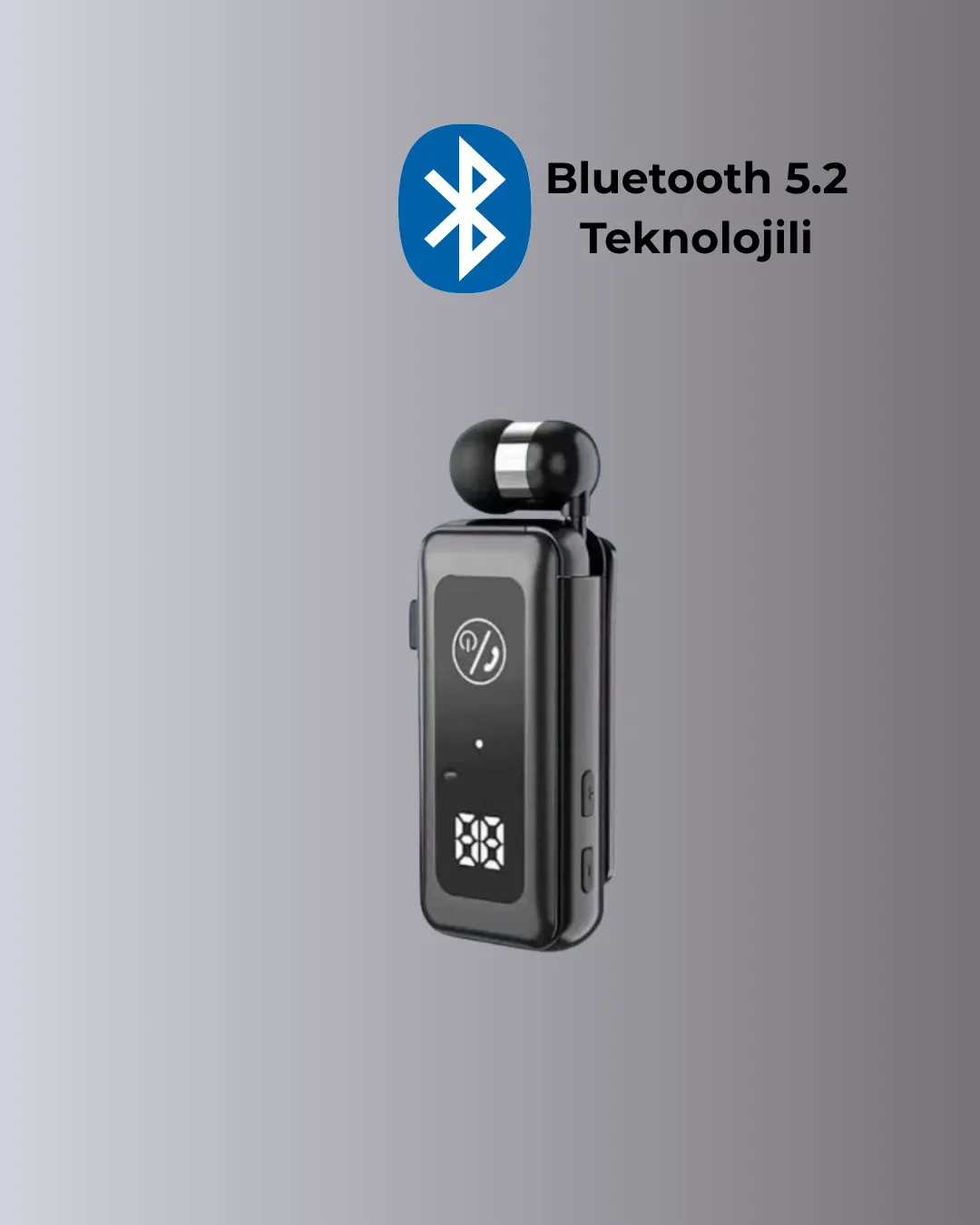 Dijital Ekranlı ve Hızlı Şarjlı Bluetooth 5.2 Makaralı Kulaklık