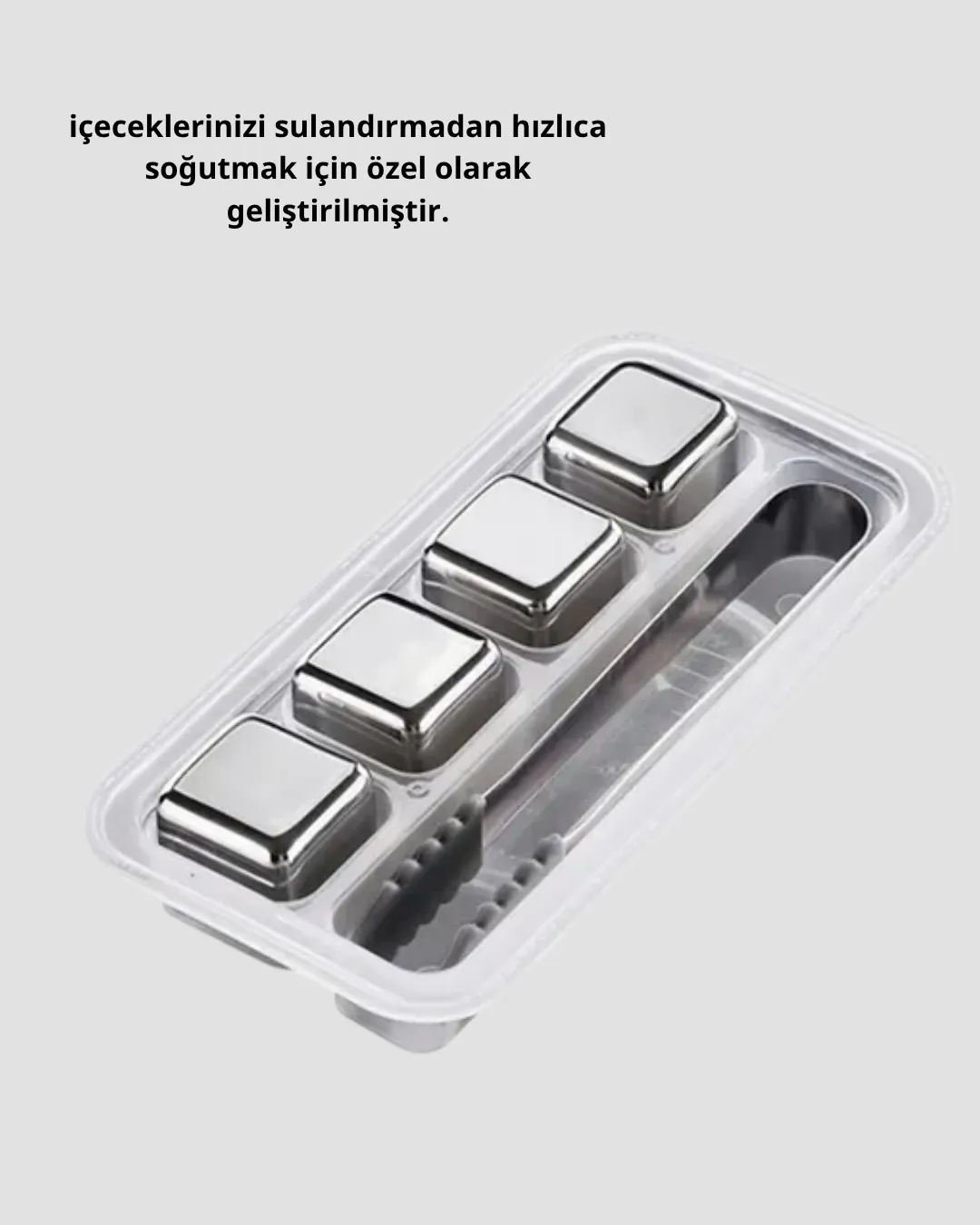 Paslanmaz Çelik Metal Buz Küpü Seti Sulandırmadan Soğutma ve Klips Dahil