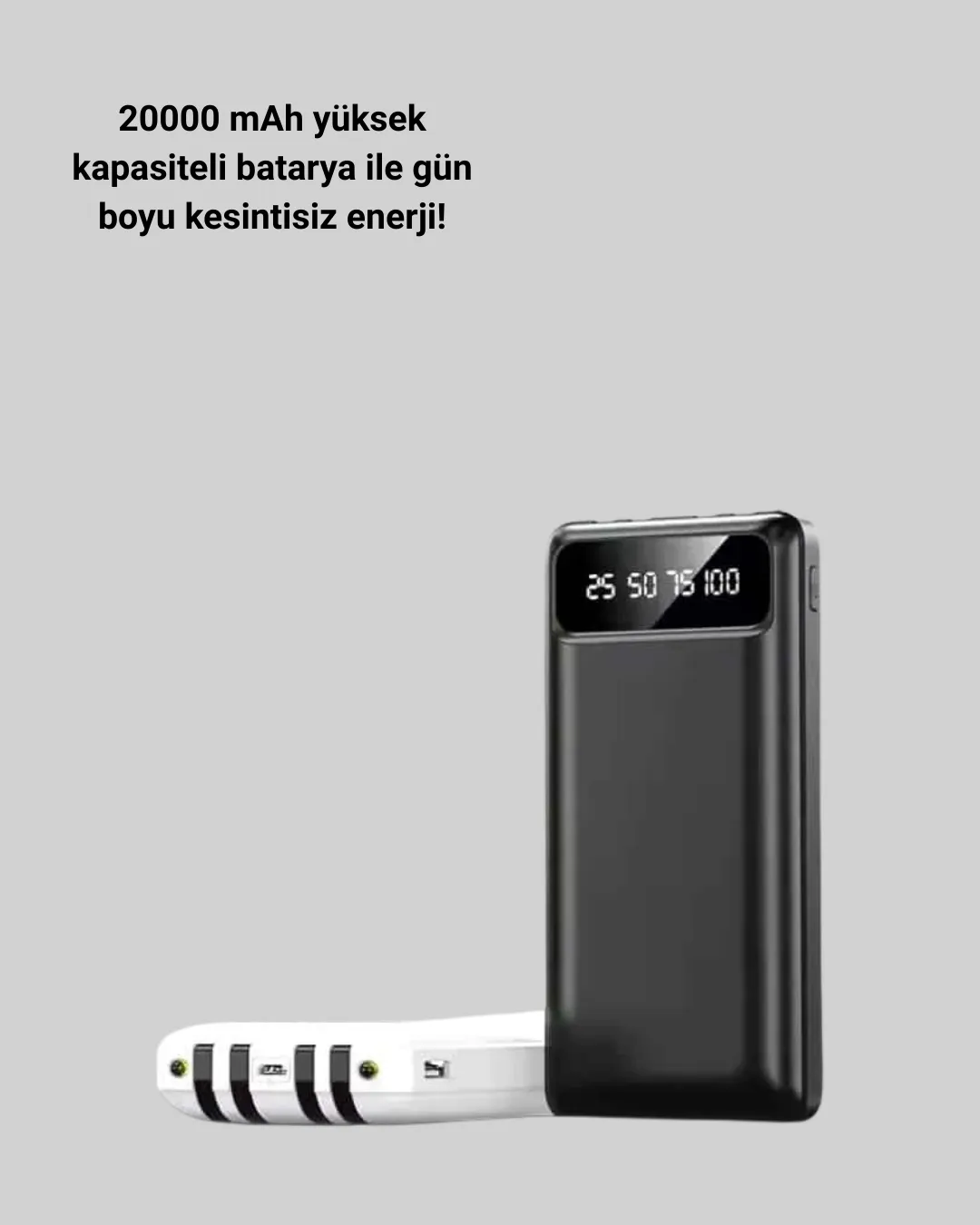 Hızlı Şarj Destekli 20.000mAh Powerbank USB Type-C Lightning LCD