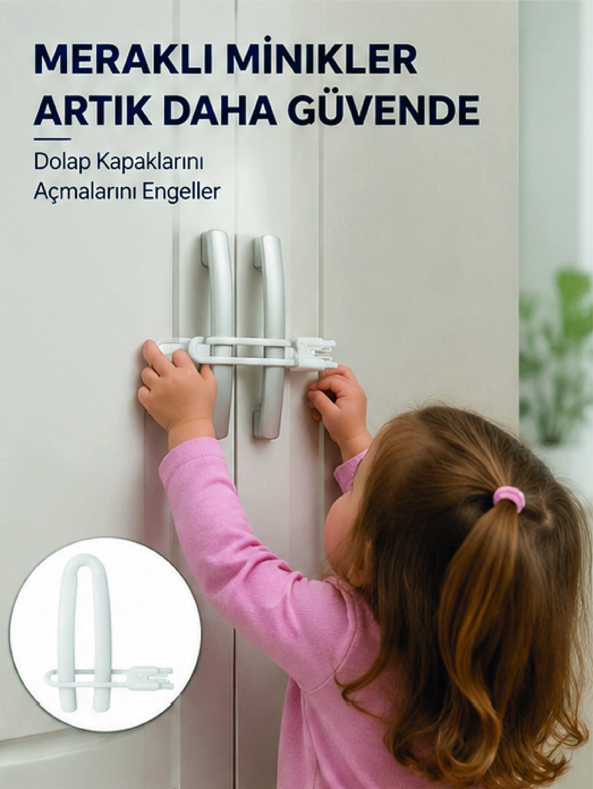 4 Adet Dolap Emniyet Kilidi Çocuk Güvenliği İçin Güçlü ve Dayanıklı Set