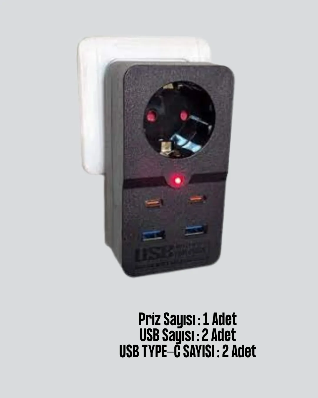 Isıya Dayanıklı PC Gövdeli Akım Korumalı Priz 4 USB
