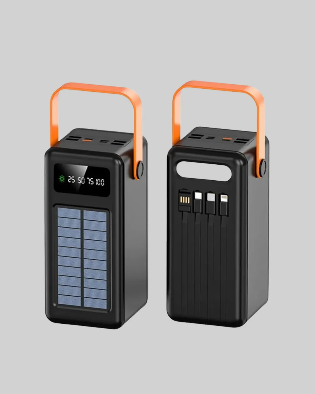 80000 mAh Güneş Enerjili Powerbank 4 Kablolu Type C Lightning Micro USB