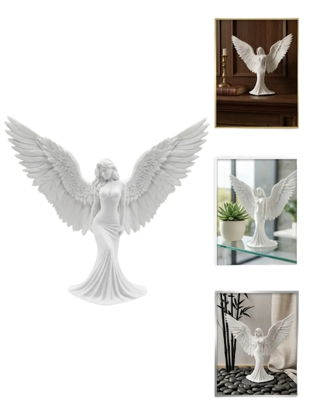 Estetik Melek Kadın Figürlü 3D Dekoratif Biblo Modern Salon Dekoru