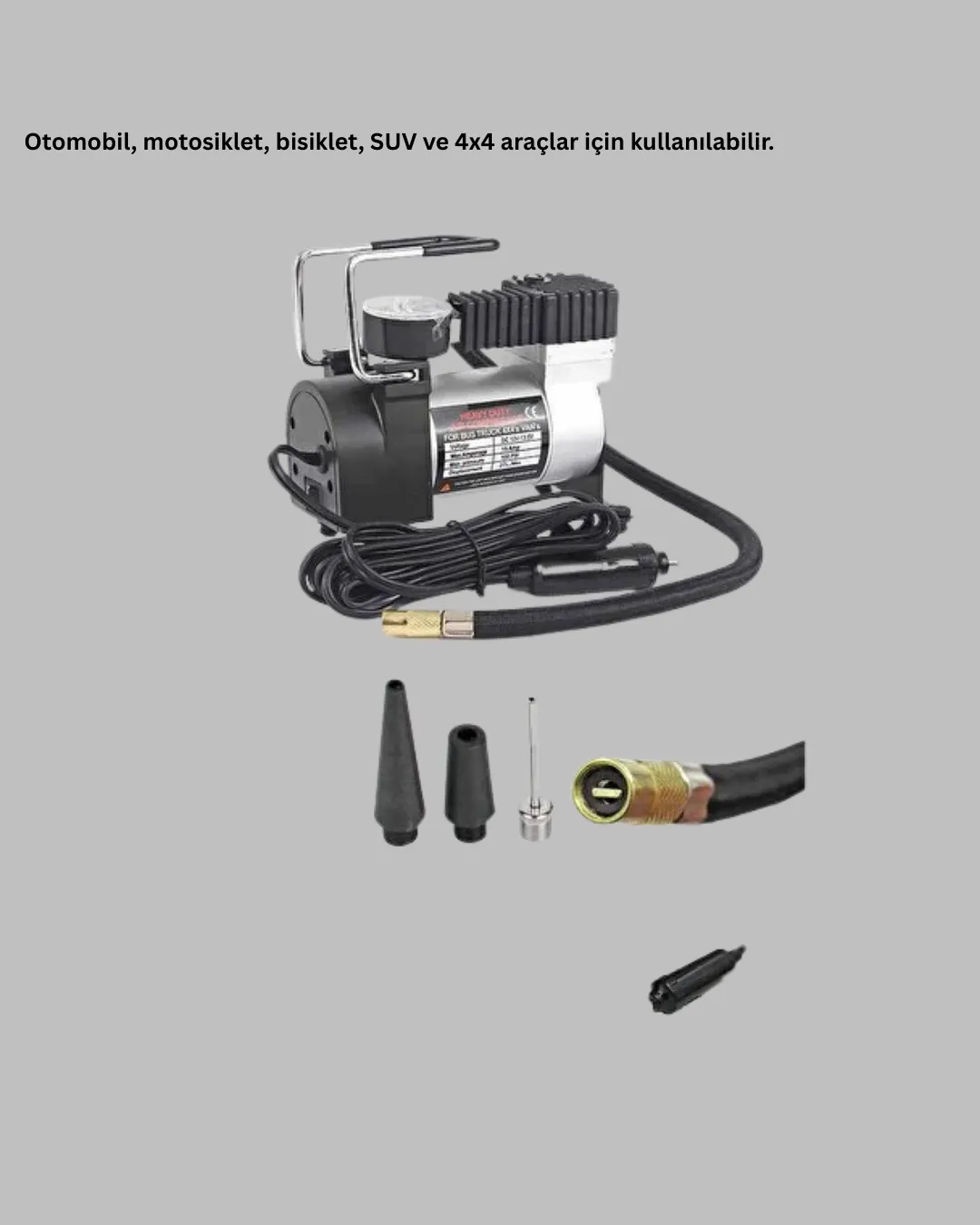 Metal Gövdeli Oto Lastik Hava Kompresörü 12V 140 PSI Hızlı Şişirme