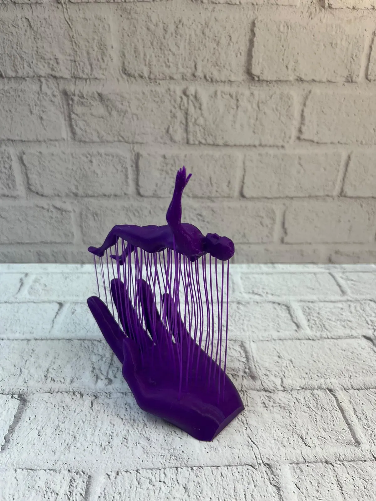 3D El Formlu İnsan Figürü Mor Özgün Sanat Biblosu 12x18 cm