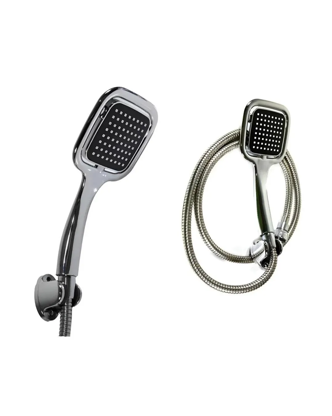 Siyah Duş Seti El Duşu Başlığı Spiral Hortum ve Duvar Askısı Banyo Duş Seti