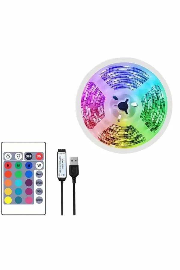 10M Şerit Led İç Mekan Renkli Rgb Şerit Led Kumandalı