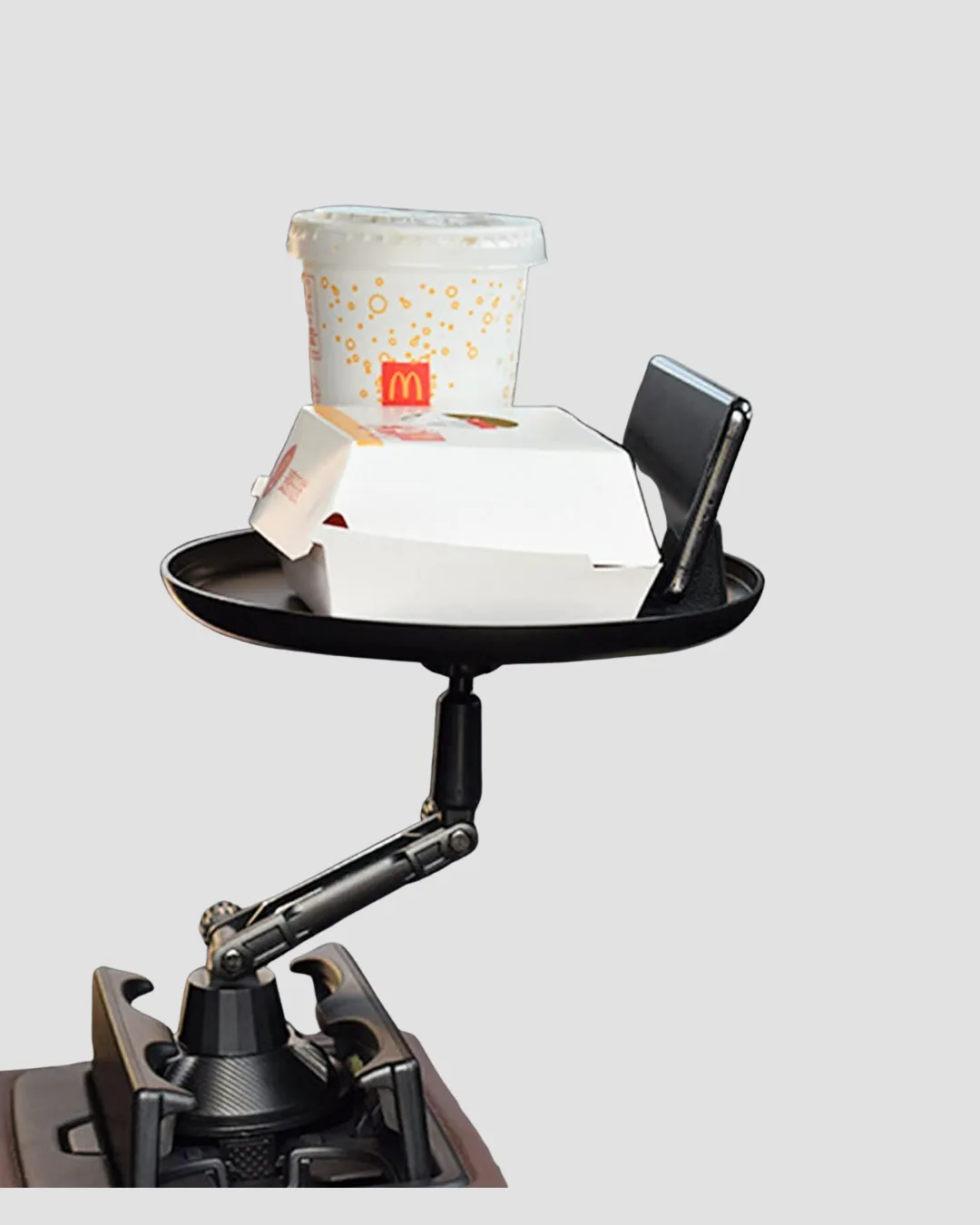 360° Döner Araç Bardaklık Tepsisi Geniş Yemek Alanlı Telefon Standlı