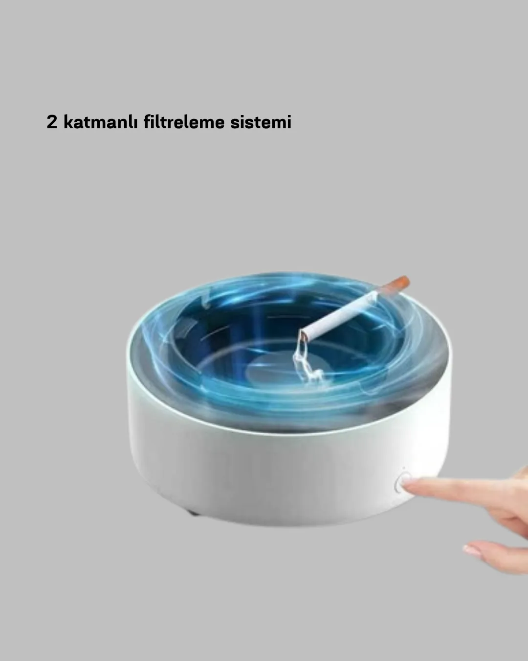 Sigara Dumanı ve Koku Giderici Hava Temizleyici Küllük – 2 Katmanlı Filtreli