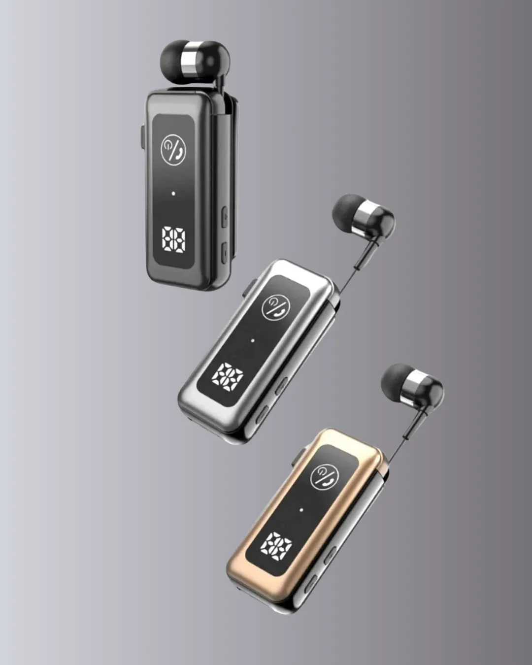 İçi Sarılabilen Kablo ve Yaka Klipsli Bluetooth Kulaklık