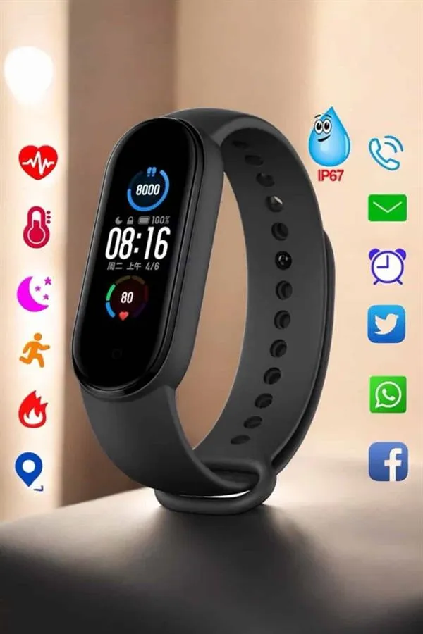 Akıllı Bileklik Fitness ve Sağlık İçin Akıllı Bileklik Adım Sayar, Kalp Atışı, Uyku İzleme