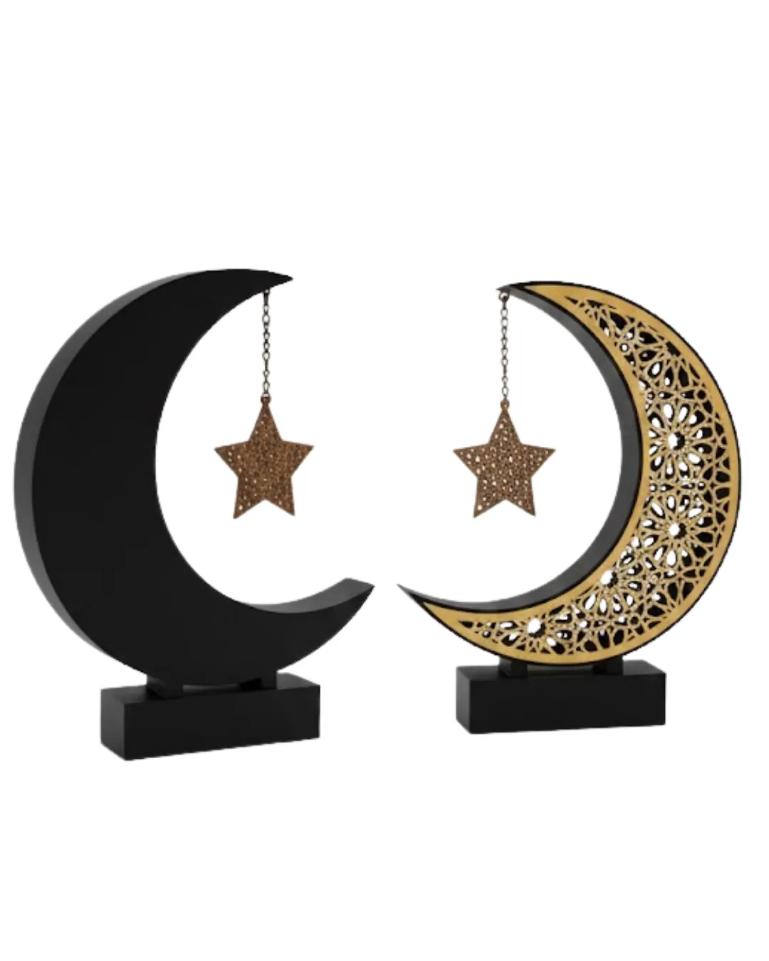 3D Hilal Yıldız Dekor 23x23 cm Ramazan Özel Masa Üstü Süs