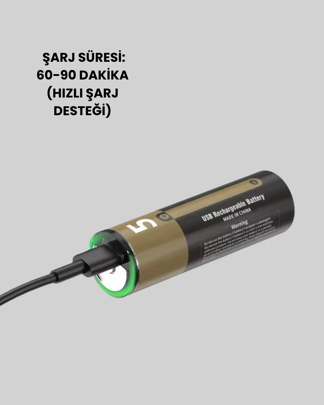 Tekrar Şarj Edilebilir AA USB Type-C Pil | 1000+ Döngü | 1.5V Sabit Voltaj