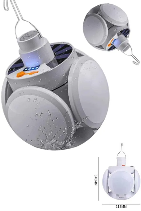 Katlanabilir Askılı Kamp Lambası 5 Kanatlı Pratik Güneş Enerjili