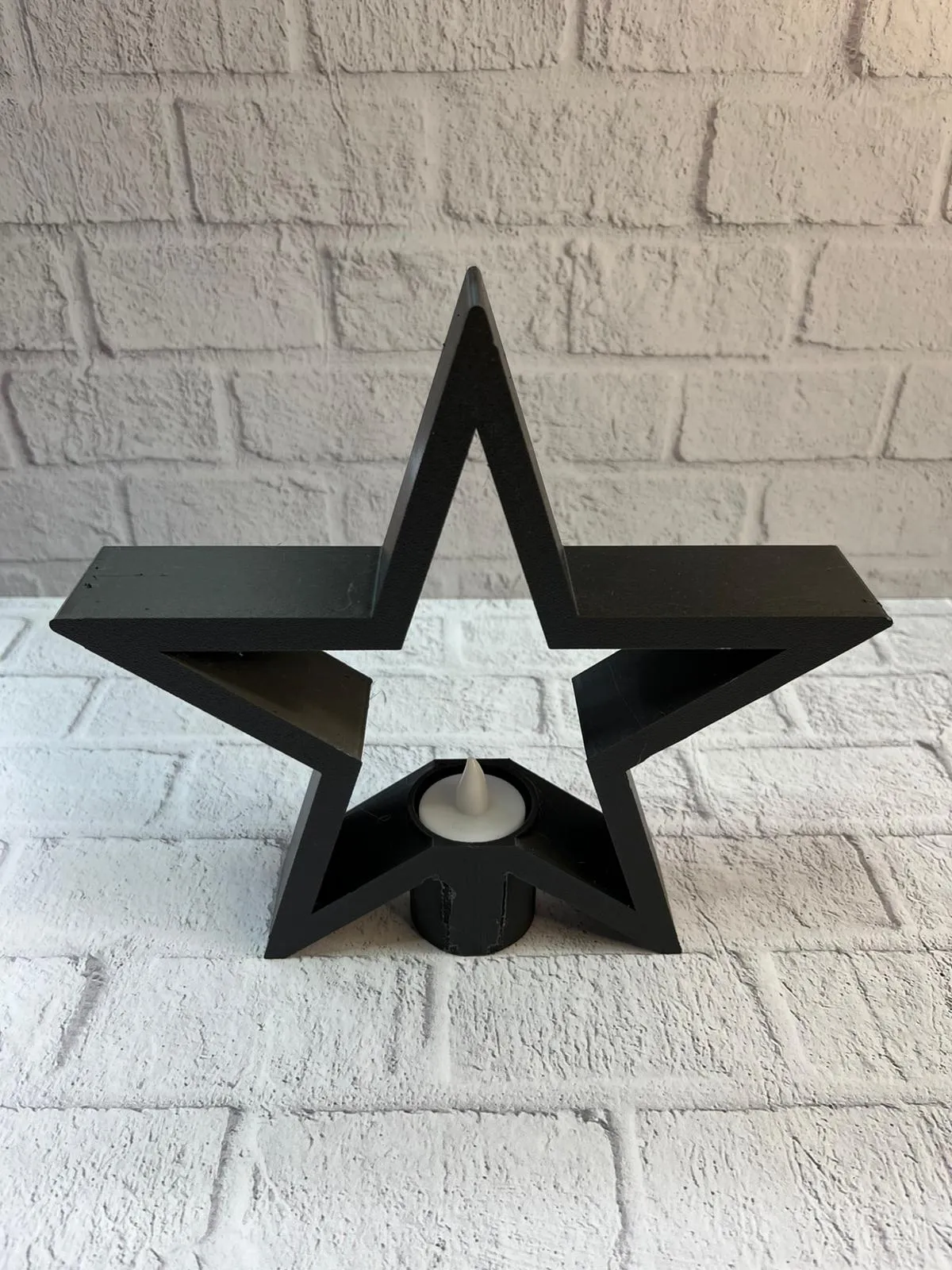 Siyah Yıldız Şeklinde Mumluk Loş Işık Dekor Aksesuarı