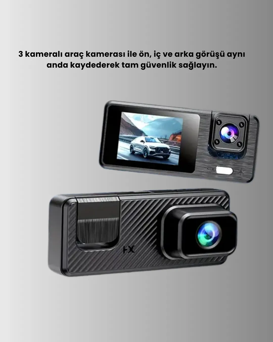 Çok Açılı Araç İçi DVR | Ön İç Arka Kamera, Döngü Video Kaydı