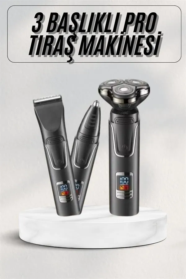 Yüksek Performanslı 3 Başlıklı Profesyonel Şarjlı Islak ve Kuru Kullanıma Uygun