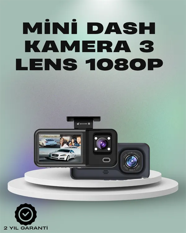 3 Kanallı Araç Kamerası – Full HD 1080P Kayıt, 2” Ekran, Park Gözetimi Desteği