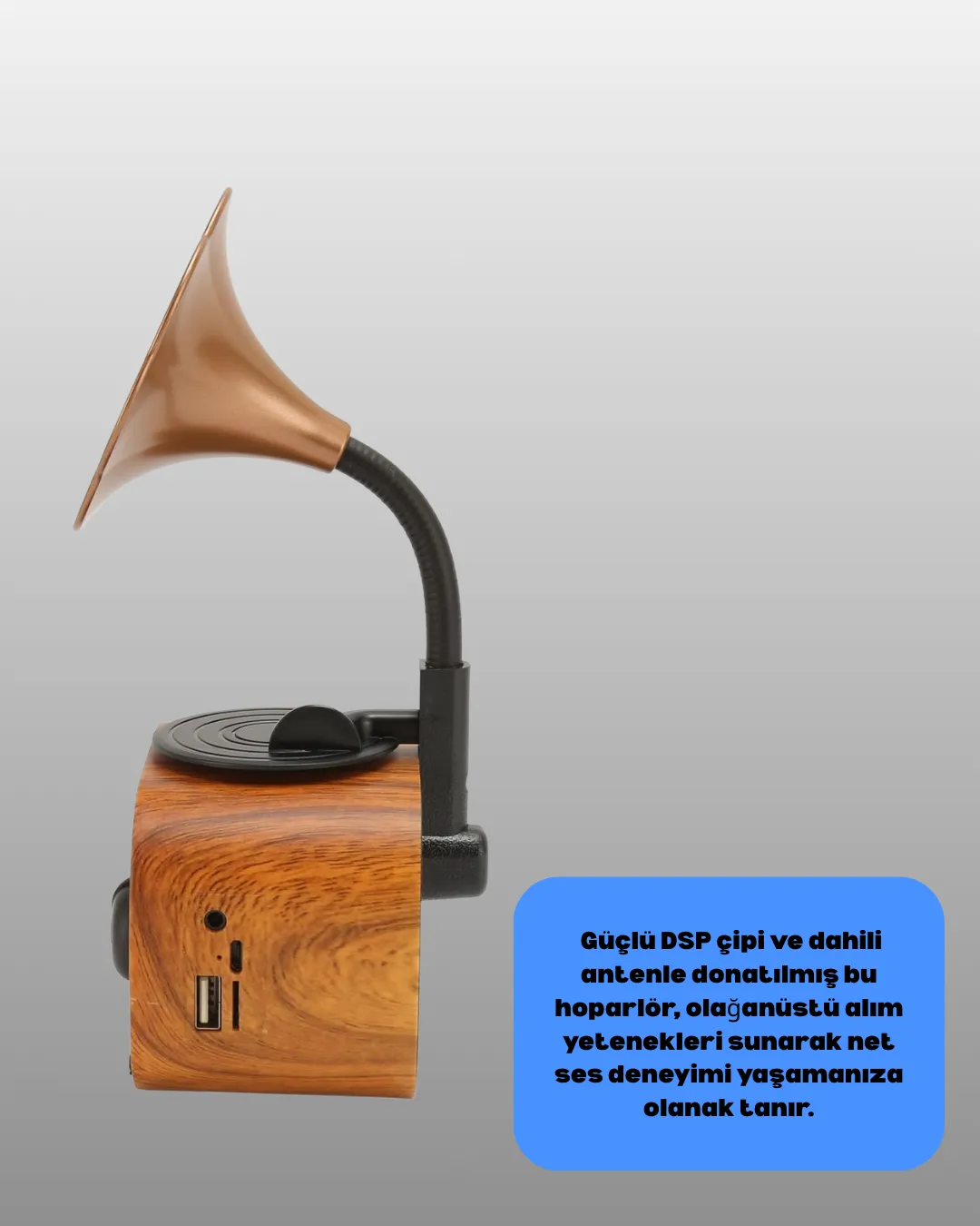 Retro Tasarımlı Mini Bluetooth Hoparlör ve FM Radyo Çoklu Medya