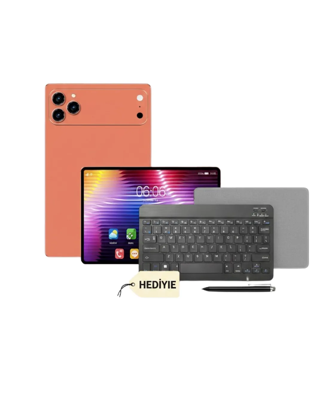 Klavyeli Tablet PC Kalem Kılıf ve Ekran Koruyucu Hediyeli Android Set