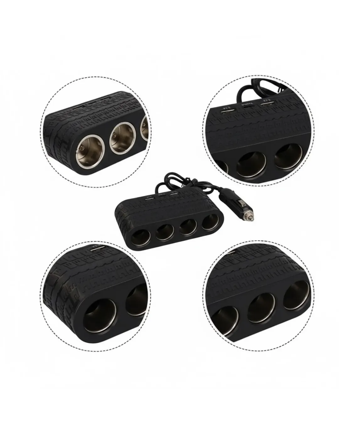 4 Çakmak Girişli Araç Çoklayıcı Type C ve USB Destekli Güvenli Güç Dağıtıcı