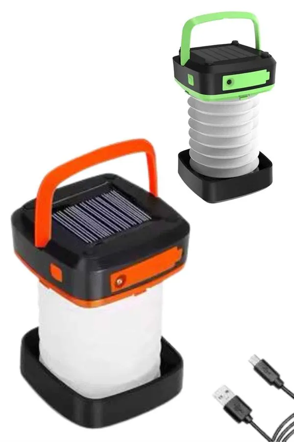 Katlanabilir Kamp Lambası Akordiyon Lamba Şarjlı 3 Kademeli Solar
