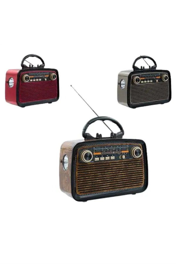 Eskitme Nostalji Tasarımlı Bluetoothlu Nostalji Radyo Ahşap Nostaljik Görünümlü