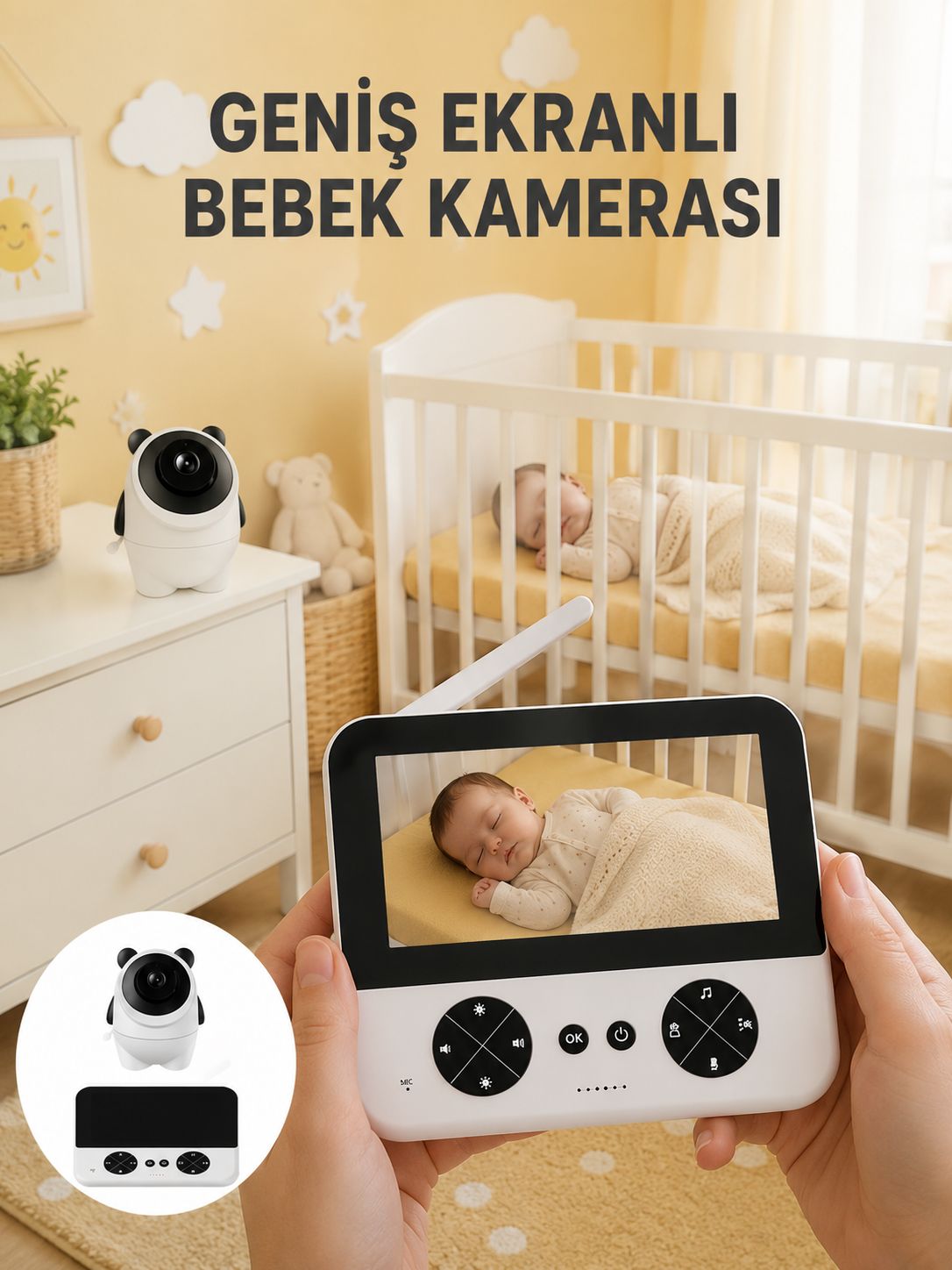 720P HD Gece Görüşlü Kablosuz Bebek Kamerası İki Yönlü Sesli