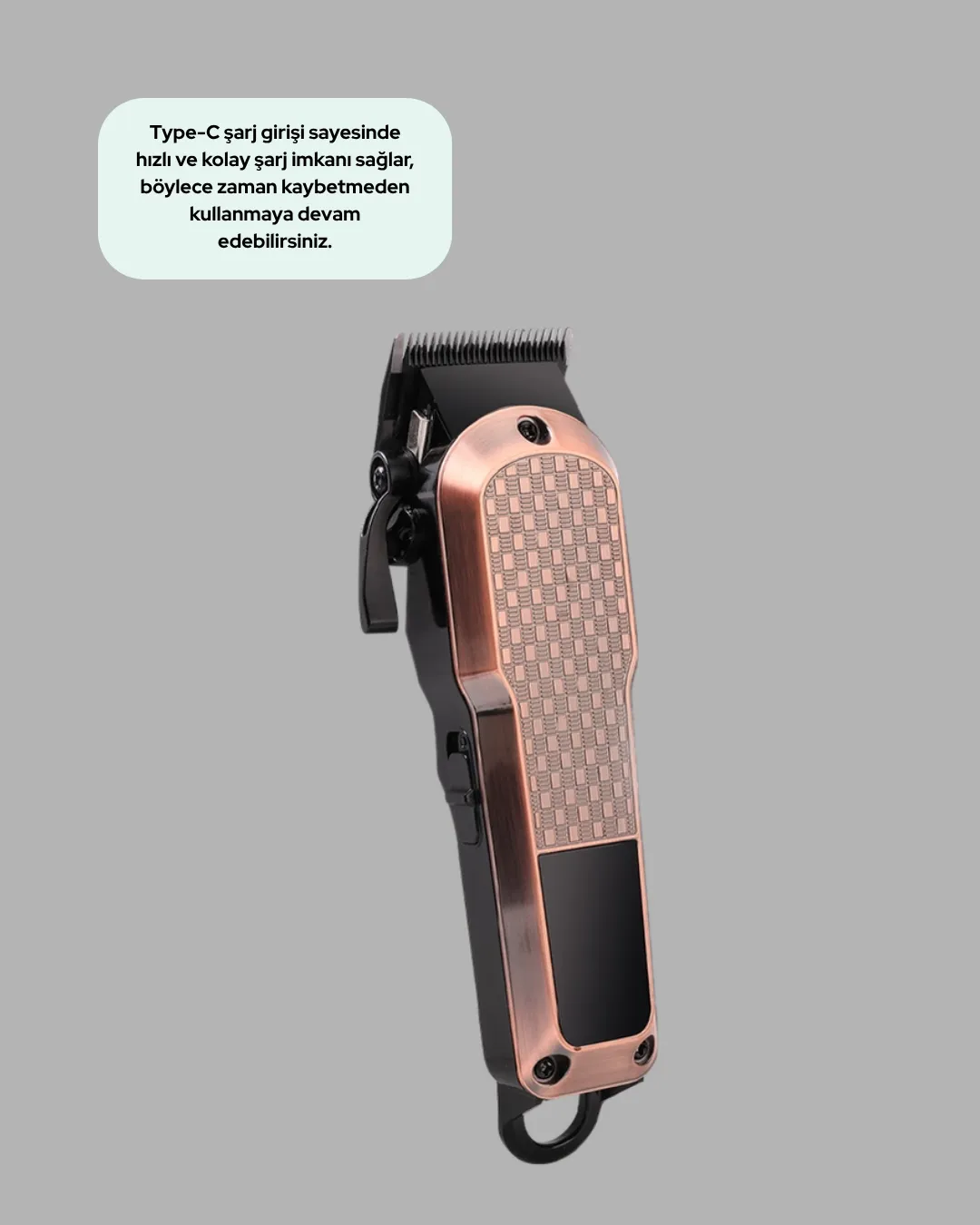 Şarjlı Saç Kesme Makinesi – Type-C Girişli, LCD Ekranlı ve Sessiz Motor