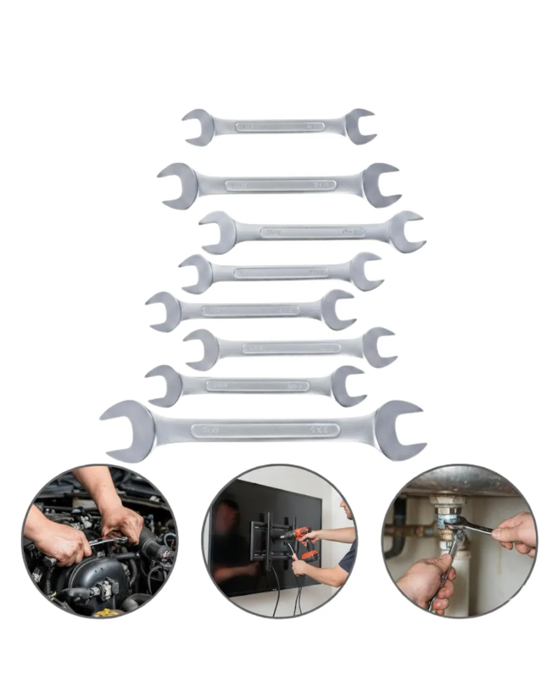 Kombine Açık Ağız Anahtar Seti 8 Parça Çok Amaçlı Kullanım