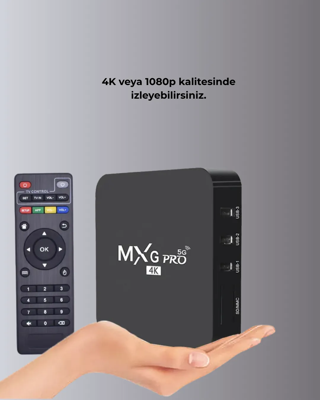 4K Ultra HD TV Box – 2GB RAM, 16GB Hafıza, Android Akıllı Medya Oynatıcı