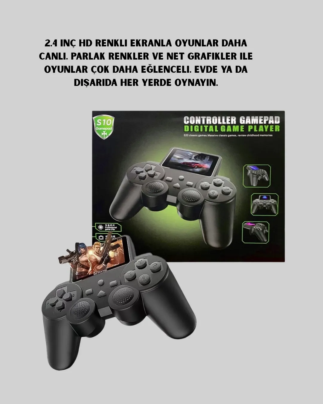 500 Dahili Oyunlu Taşınabilir Retro El Konsolu-2.4 inç Renkli Ekranlı