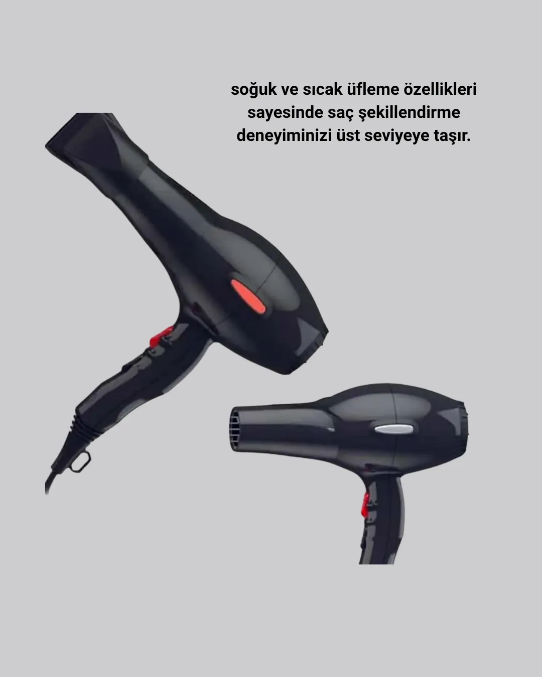 Profesyonel Saç Kurutma Makinesi – AC Motor, Soğuk Üfleme, 2 Hız Kademesi