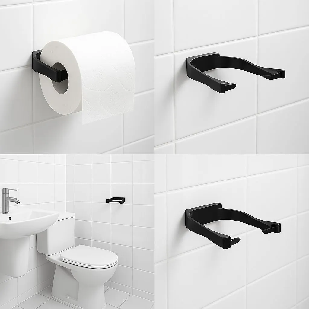 Siyah Tuvalet Kağıdı Tutucu Mat Kaplama Banyo Peçetelik