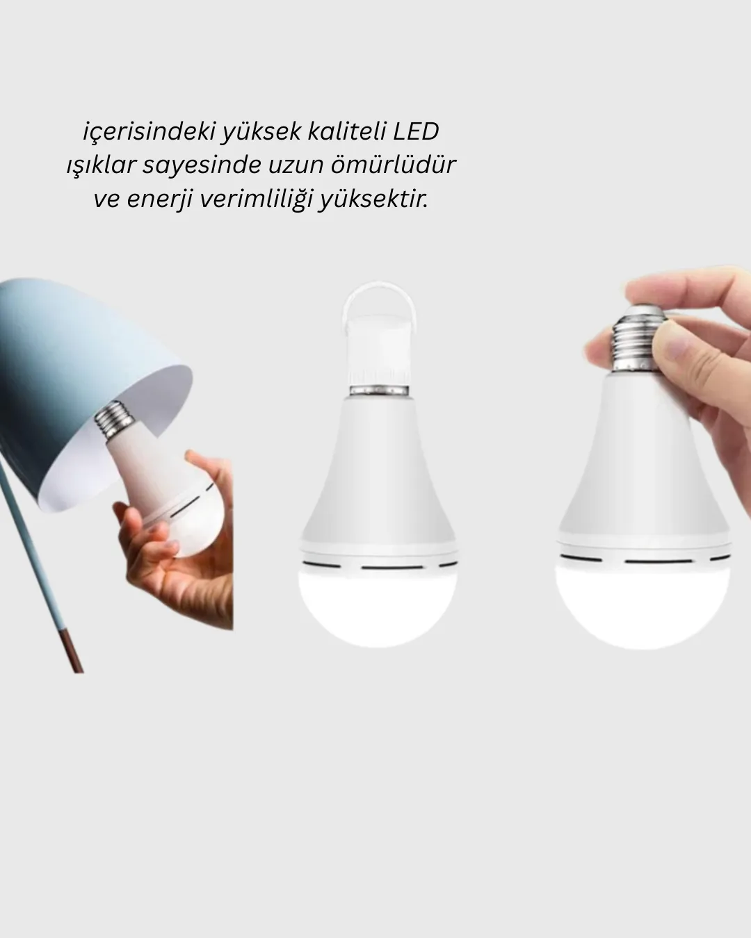 30W Şarjlı LED Ampul E27 Duy %80 Enerji Tasarruflu Soğuk Beyaz