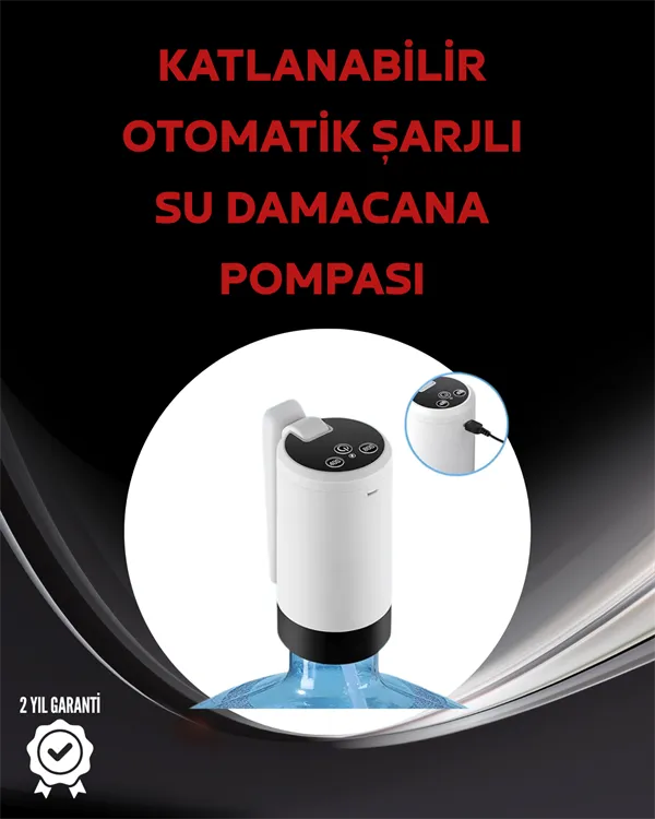 Damacana Üstü Akıllı Su Pompası | 3 Damacana Kullanım | 4W Güç | Micro USB Şarjlı | Katlanabilir & Taşınabilir