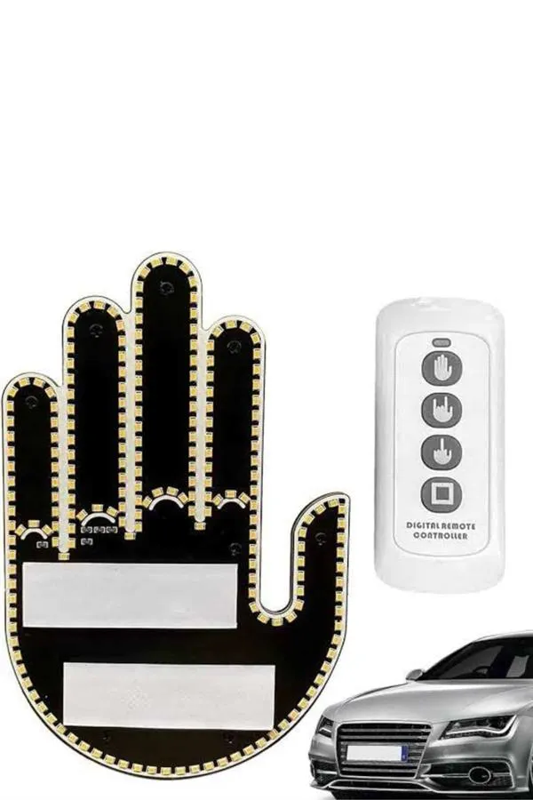 El Orta Parmak Led Kumandalı Araç İçi Reflektör Arka Cam El Simgesi