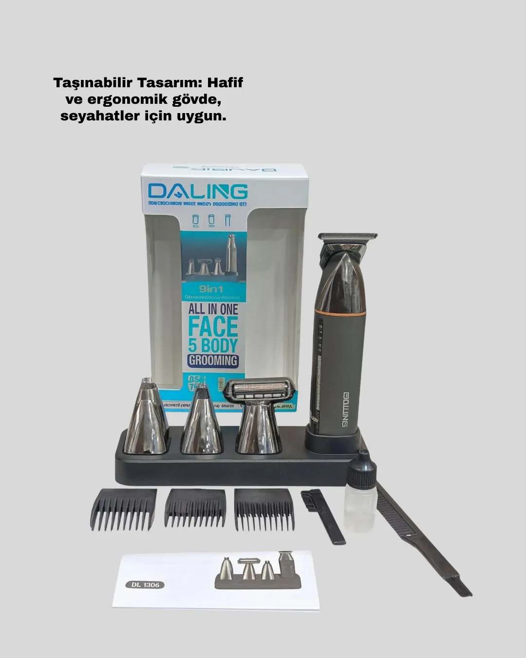 Çok Fonksiyonlu 9’u 1 Arada Tıraş Makinesi Şarjlı Saç Sakal Düzeltici
