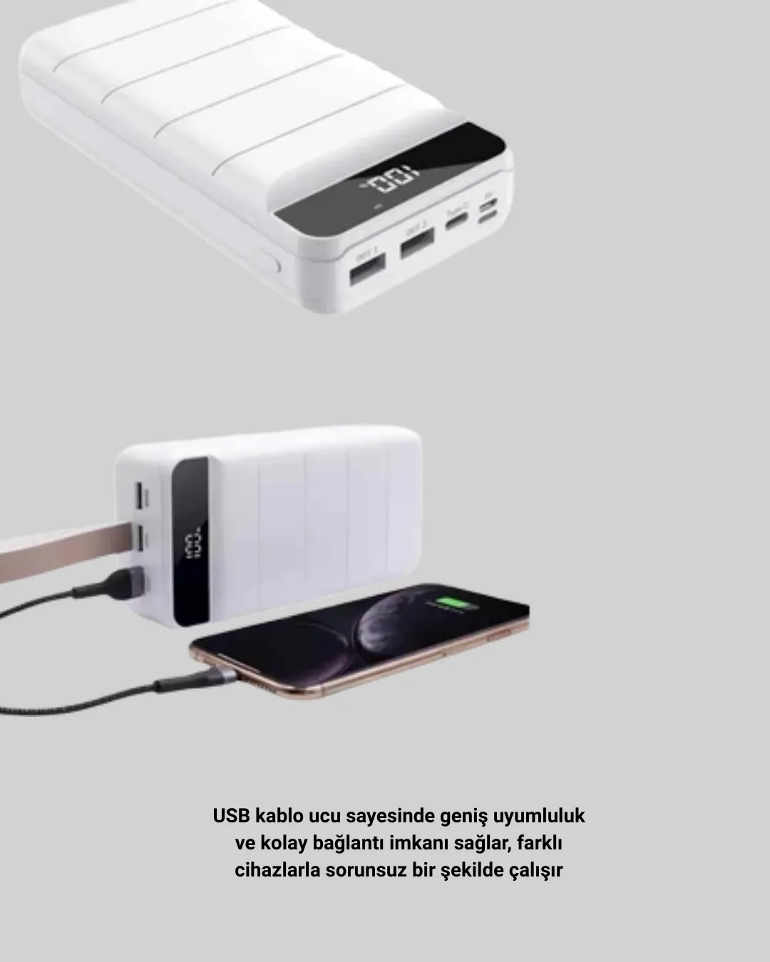 4 Cihazı Aynı Anda Şarj Edebilen Güçlü Powerbank 50000 mAh
