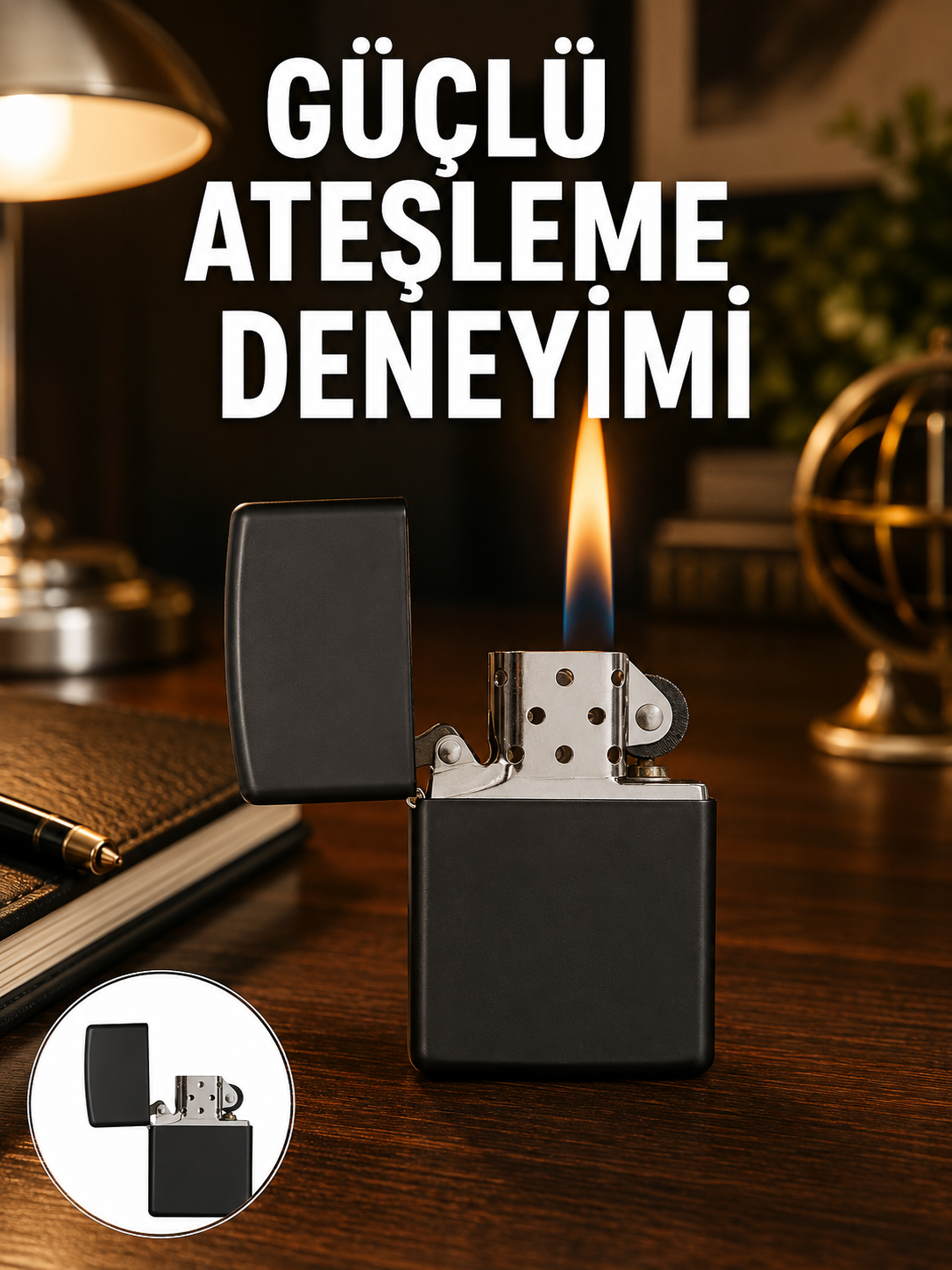 Çakmak Parlak Siyah Doldurulabilir Hedyelik Eşya